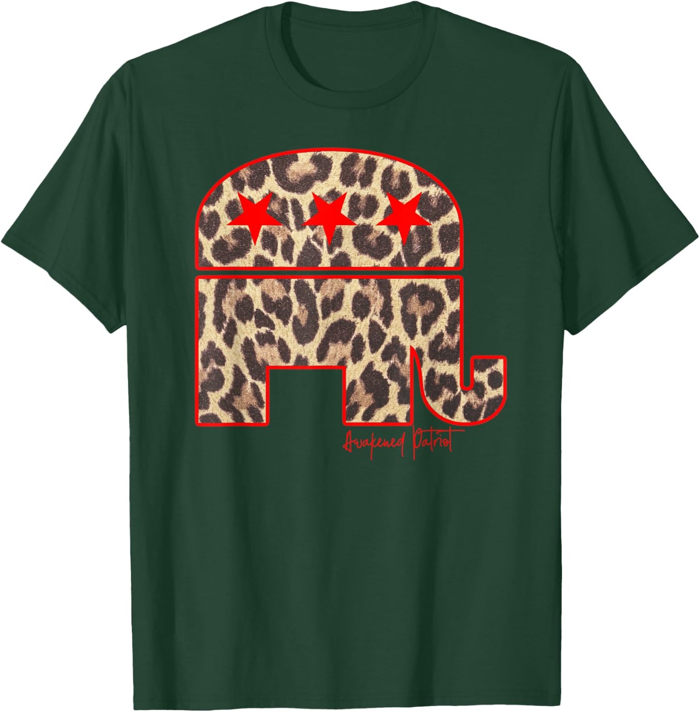 Cute Republican Elephant Leopard Print Conservative Patriot T-Shirt - T-Shirt | Forest