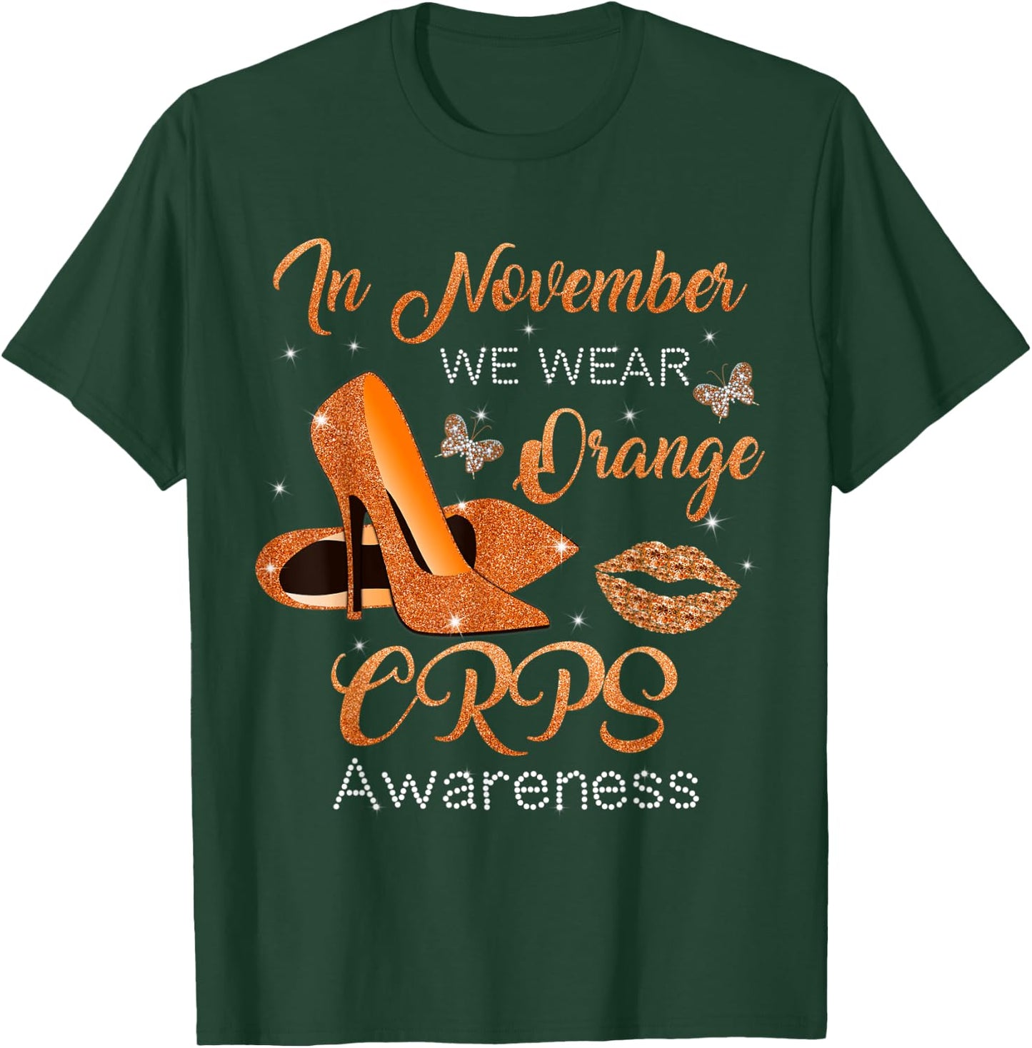 In November We Wear Orange High Heels Shoes CRPS Awareness T-Shirt - T-Shirt | Forest