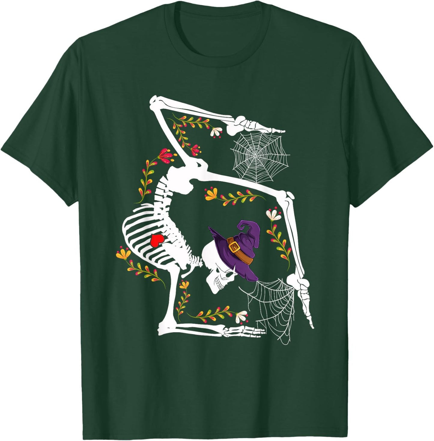Skeleton Gymnast Lazy Halloween Costume Funny Gymnastics T-Shirt - T-Shirt | Forest