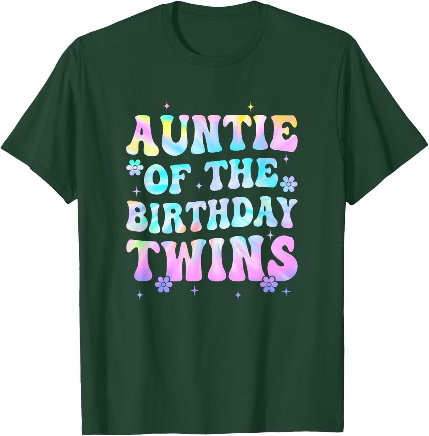 Auntie of The Birthday Twins Girls Kids Party Retro Bday T-Shirt - T-Shirt | Forest