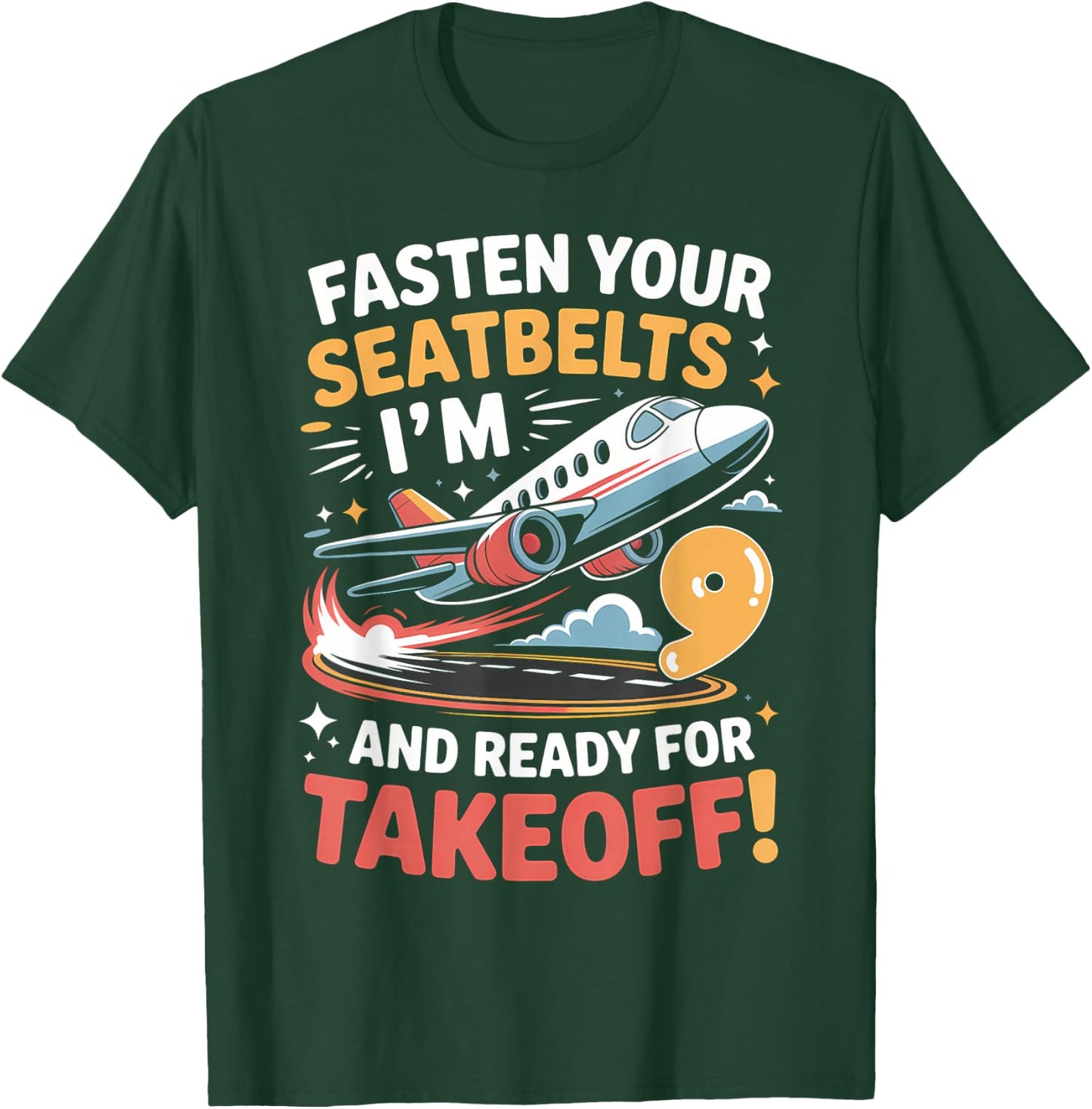 9th Birthday Airplane Take Off Boys Kids 9 Bday Funny Plane T-Shirt - T-Shirt | Forest