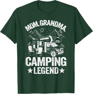 Mom Grandma Camping Legend RV Camper Outdoor Women Camping T-Shirt - T-Shirt | Forest
