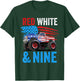 Red White & Nine Monster Truck Boy 9th Birthday USA Flag T-Shirt - T-Shirt | Forest