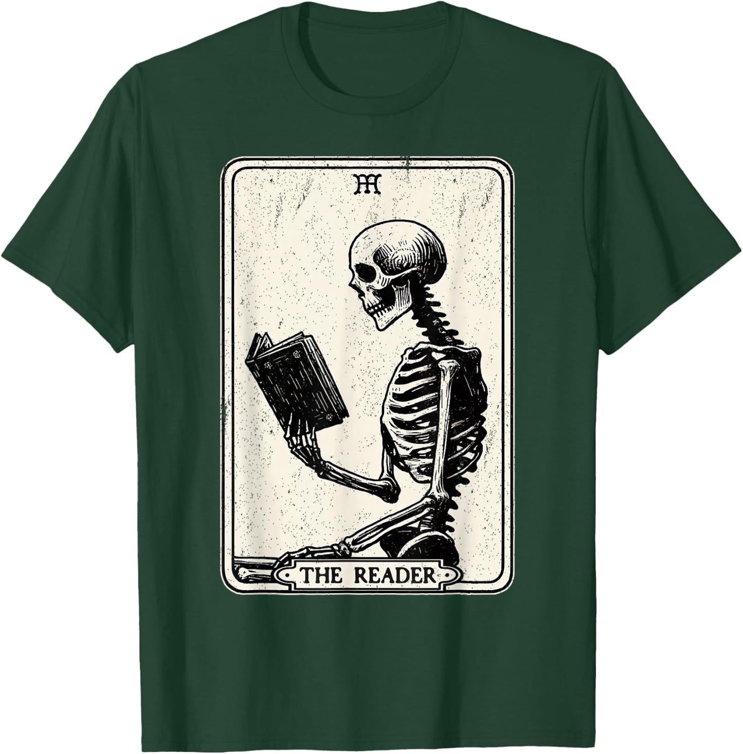 The Reader Tarot Card Funny Book Lover Skeleton Reading Book T-Shirt - T-Shirt | Forest