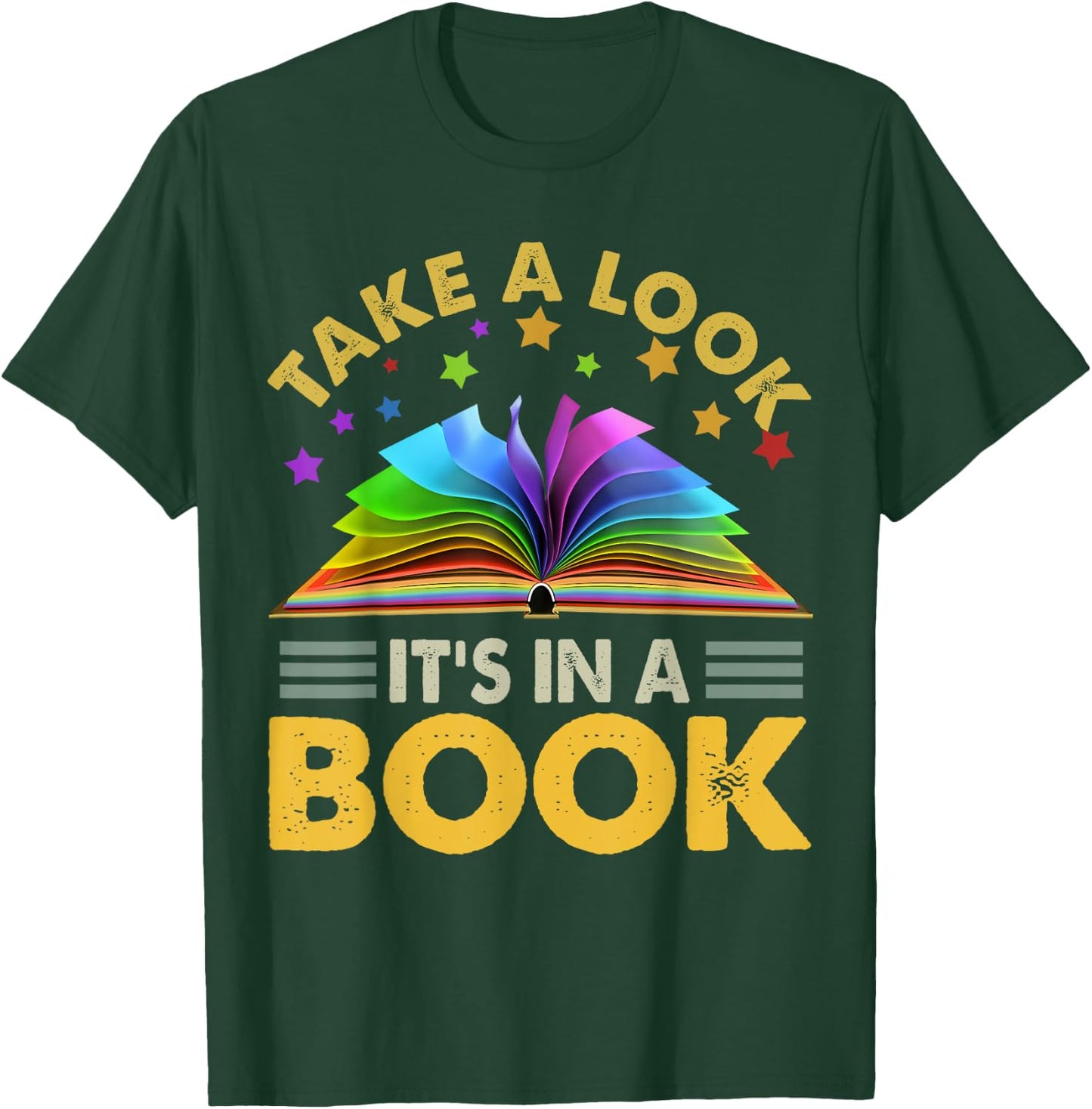 Take A Look It's in A Book Reading Retro Rainbow Vintage T-Shirt - T-Shirt | Forest