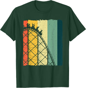 Vintage Roller Coaster Design Theme Park Lover Men Women T-Shirt - T-Shirt | Forest
