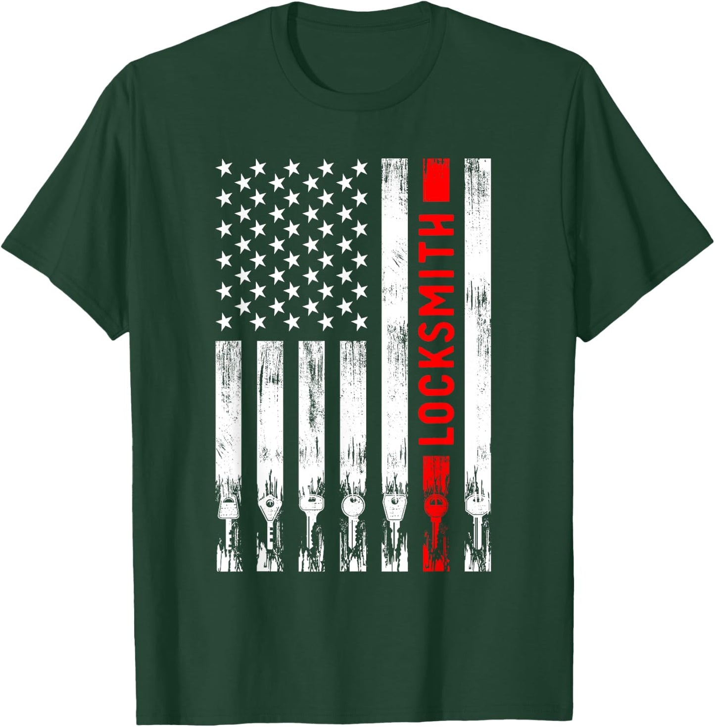 Cool Locksmith Art Women American Flag Lock Picker T-Shirt - T-Shirt | Forest