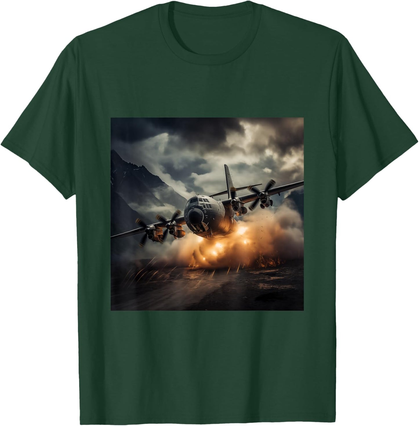 C130 Gunship Military Plane in Flight T-Shirt - T-Shirt | Forest