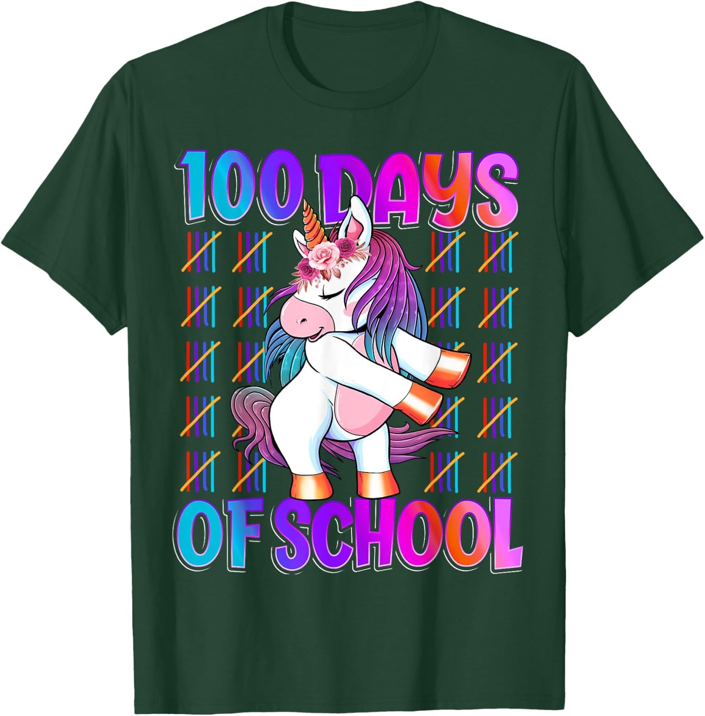 100 Magical Day of School And Still Awesome 100 Days Smarter Unicorn Kids School Shirt Black Kids Small T-Shirt - T-Shirt | Forest