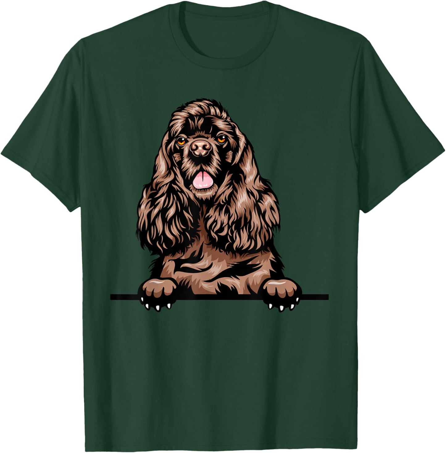 Peeking Chocolate Cocker Spaniel Dog T-Shirt - T-Shirt | Forest