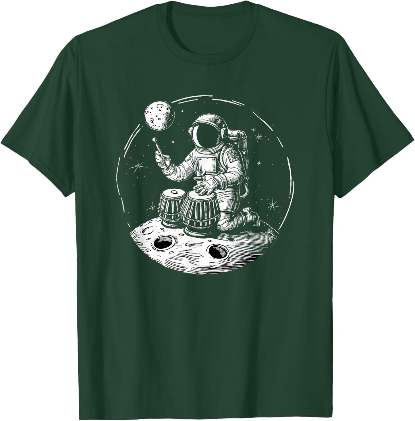 Funny Astronaut Playing Tabla Drummer On The Moon T-Shirt - T-Shirt | Forest