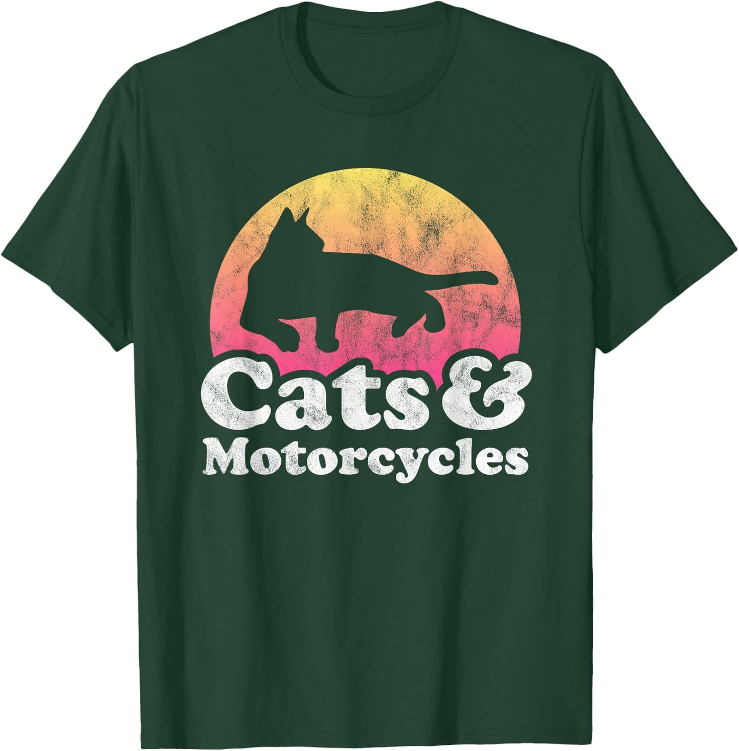 Cats and Motorcycles Men's or Women's Cat and Motorcycle T-Shirt - T-Shirt | Forest