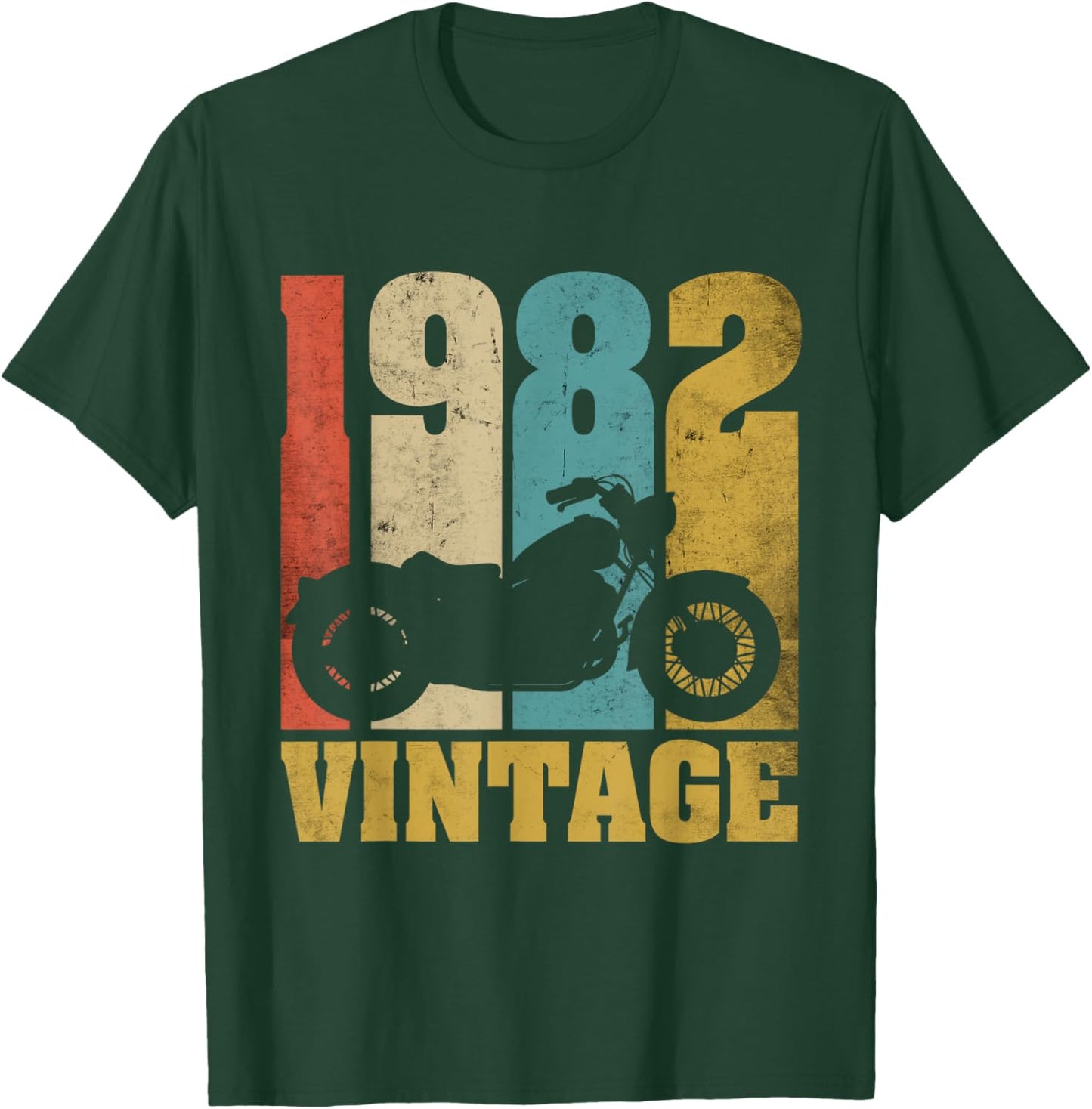 43rd Birthday Motorcycle Dad Biker Gift Vintage 1982 T-Shirt - T-Shirt | Forest