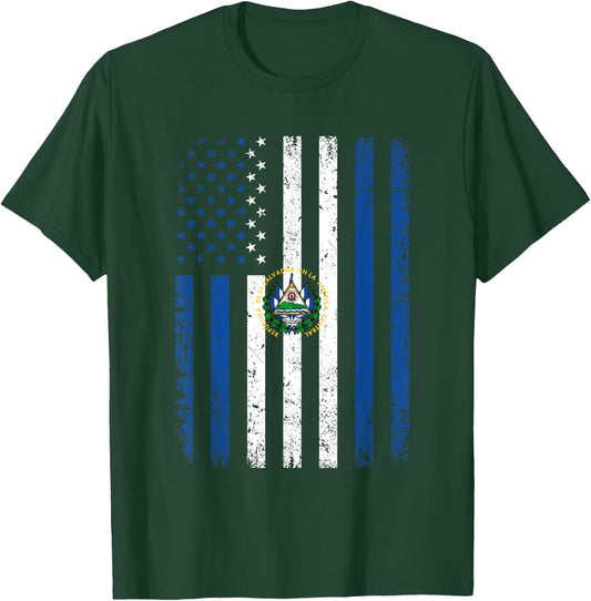 El Salvador Flag 4th of July USA El Salvadorian Flag T-Shirt - T-Shirt | Forest