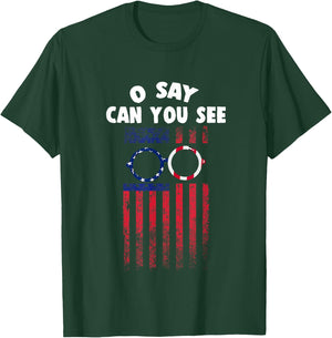 USA American Flag Optician Ophthalmologist Eyeglasses Optics Men T-Shirt - T-Shirt | Forest