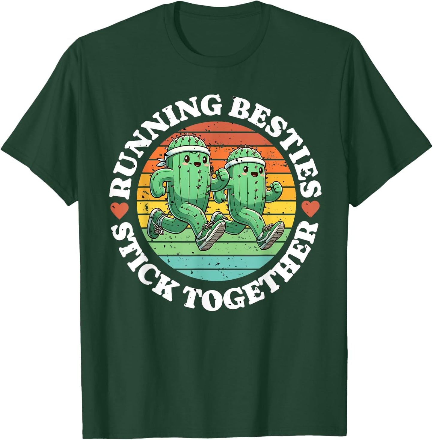 Running Besties Stick Together Cactus Matching Running Buddy T-Shirt - T-Shirt | Forest