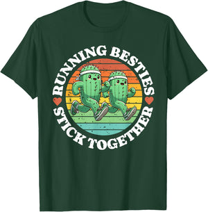 Running Besties Stick Together Cactus Matching Running Buddy T-Shirt - T-Shirt | Forest