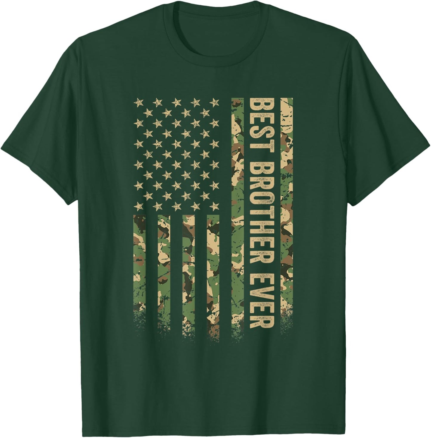 Best Brother Ever American Flag Camo Veteran Patriotic for Kids Men T-Shirt - T-Shirt | Forest