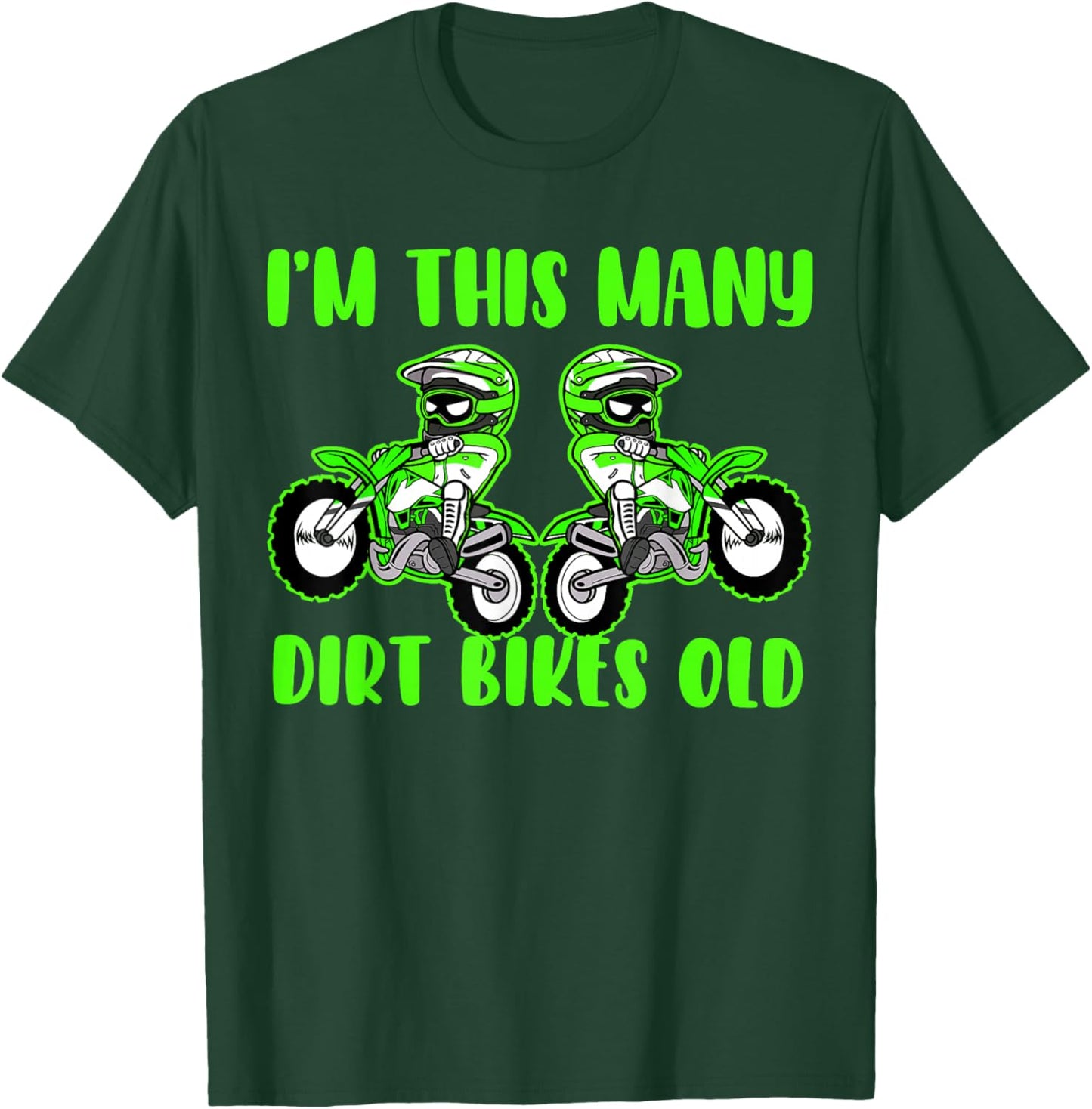I'm This Many Dirt Bikes 2 Year Old 2nd Birthday Motocross T-Shirt - T-Shirt | Forest