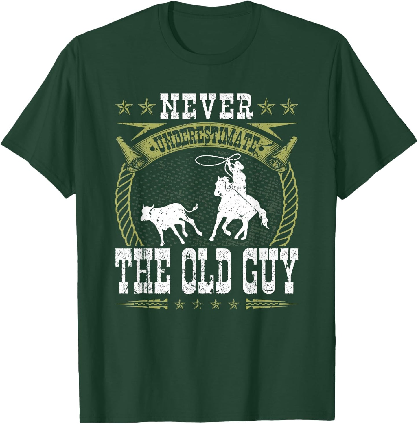 Breakaway Roping Old Guy Cowboy Rodeo Men Calf Roping T-Shirt - T-Shirt | Forest