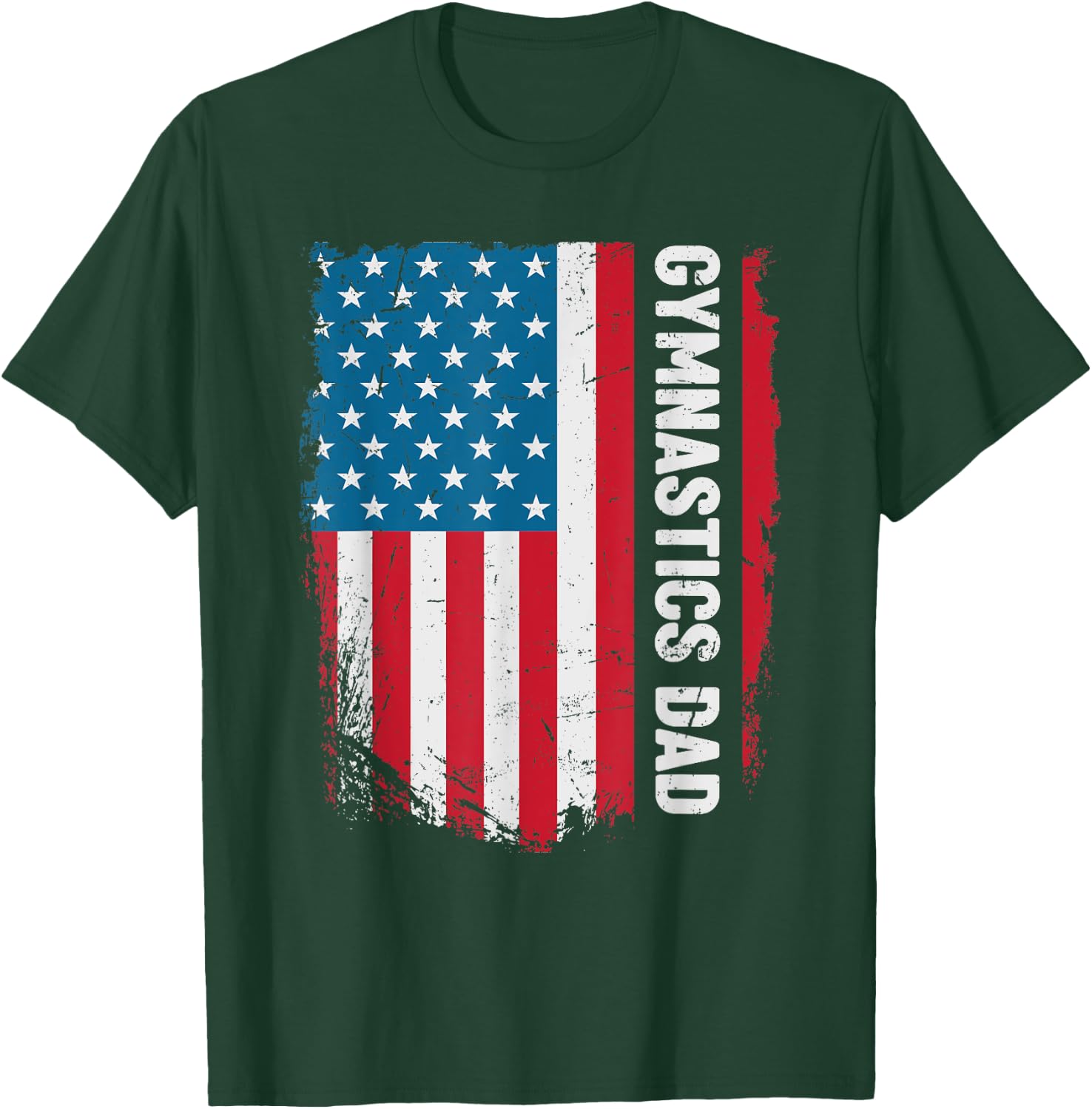 Funny Gymnastics Dad America US Flag Patriot Vintage Gift T-Shirt - T-Shirt | Forest