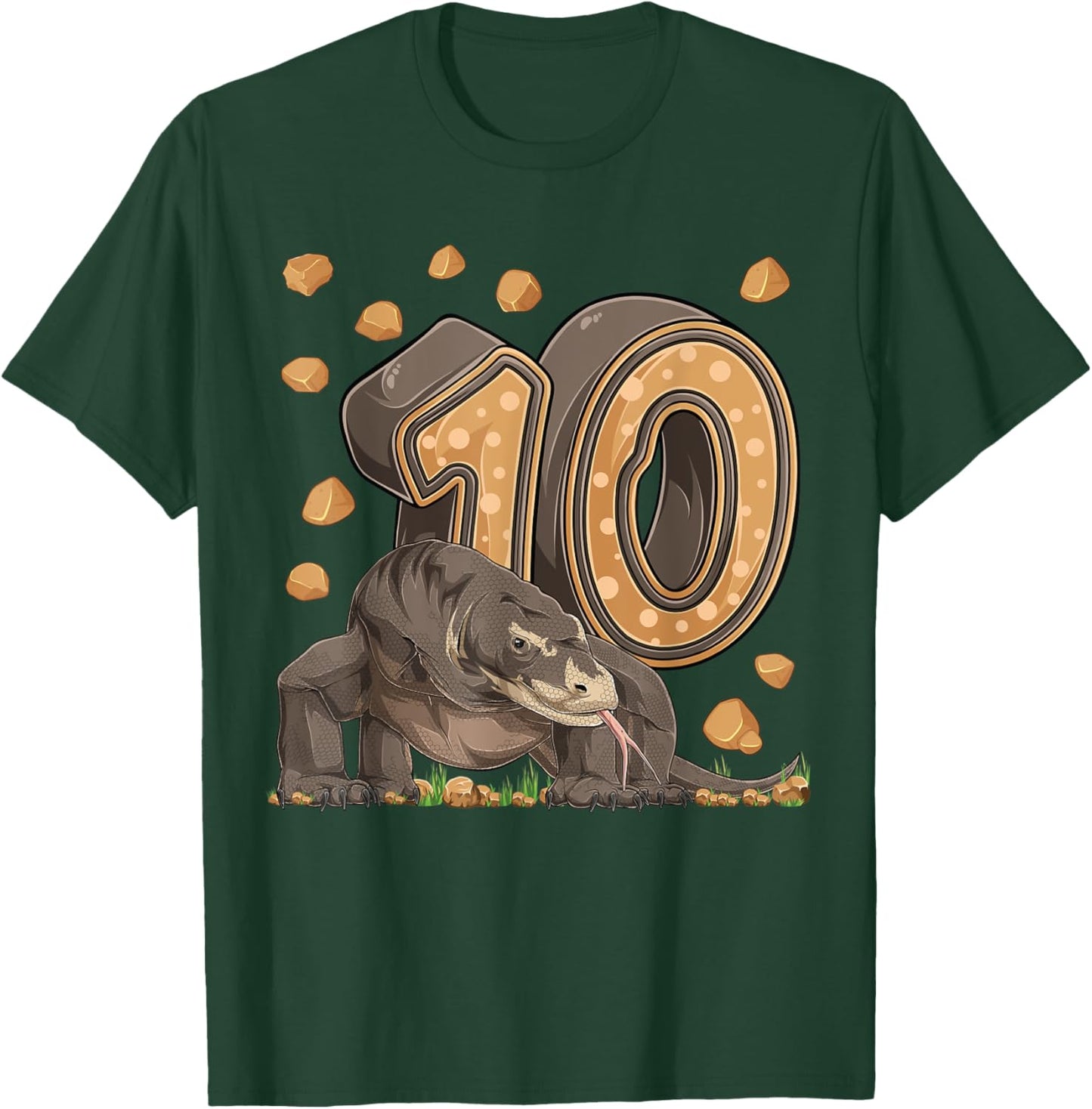10 Year Old Komodo dragon Reptile 10th Birthday Party B-day T-Shirt - T-Shirt | Forest