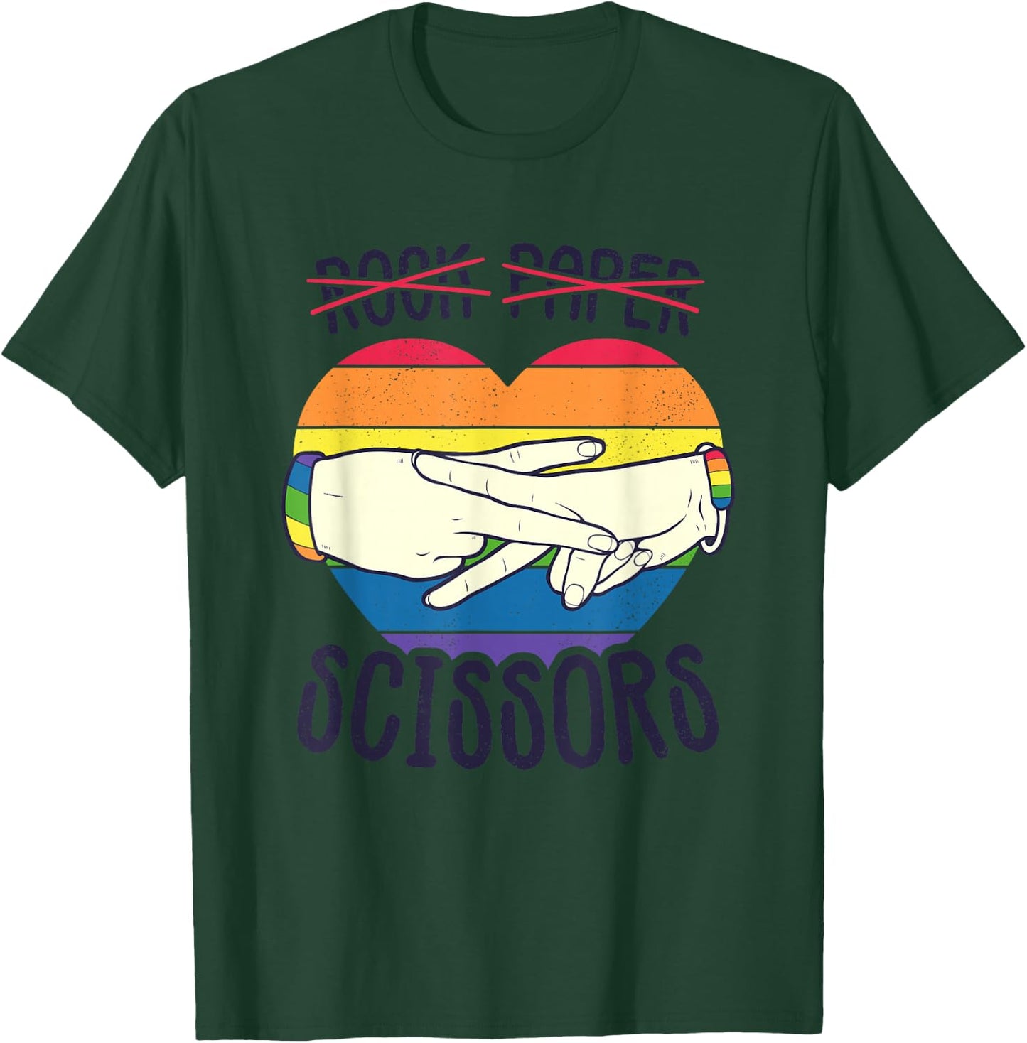 Funny Lesbian Pride Flag Rock Paper Scissors Lesbian Pride T-Shirt - T-Shirt | Forest