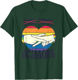 Funny Lesbian Pride Flag Rock Paper Scissors Lesbian Pride T-Shirt - T-Shirt | Forest