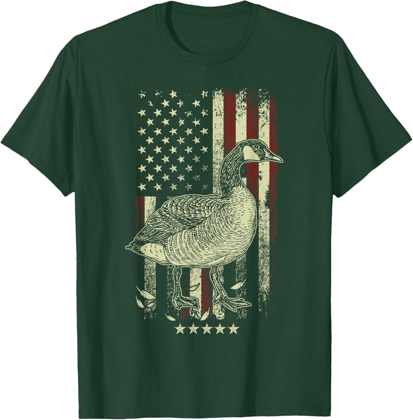 USA American Flag Hunters - Hunting Goose Bird Women Men T-Shirt - T-Shirt | Forest