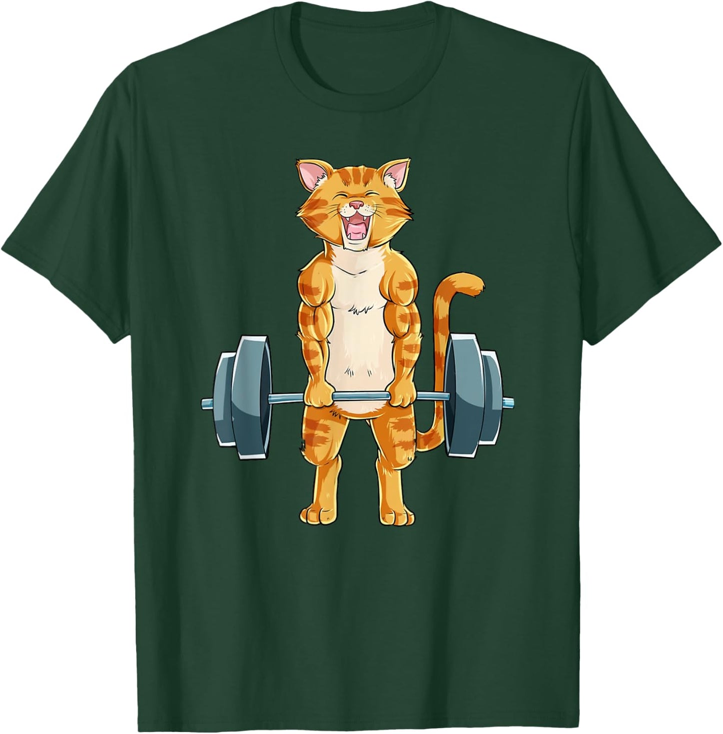 Cute Cat Powerlifting Weightlifting Deadlifting Gym Lover T-Shirt - T-Shirt | Forest