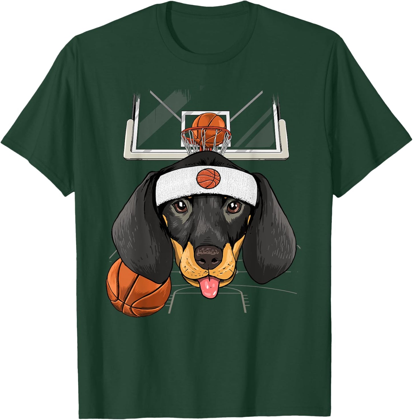 Dachshund Basketball Dog Lovers Basketball Player T-Shirt - T-Shirt | Forest