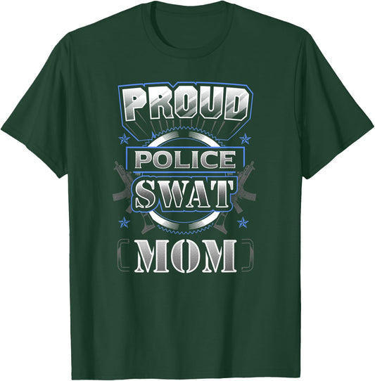 Proud Police SWAT Mom Graphic T-Shirt - T-Shirt | Forest