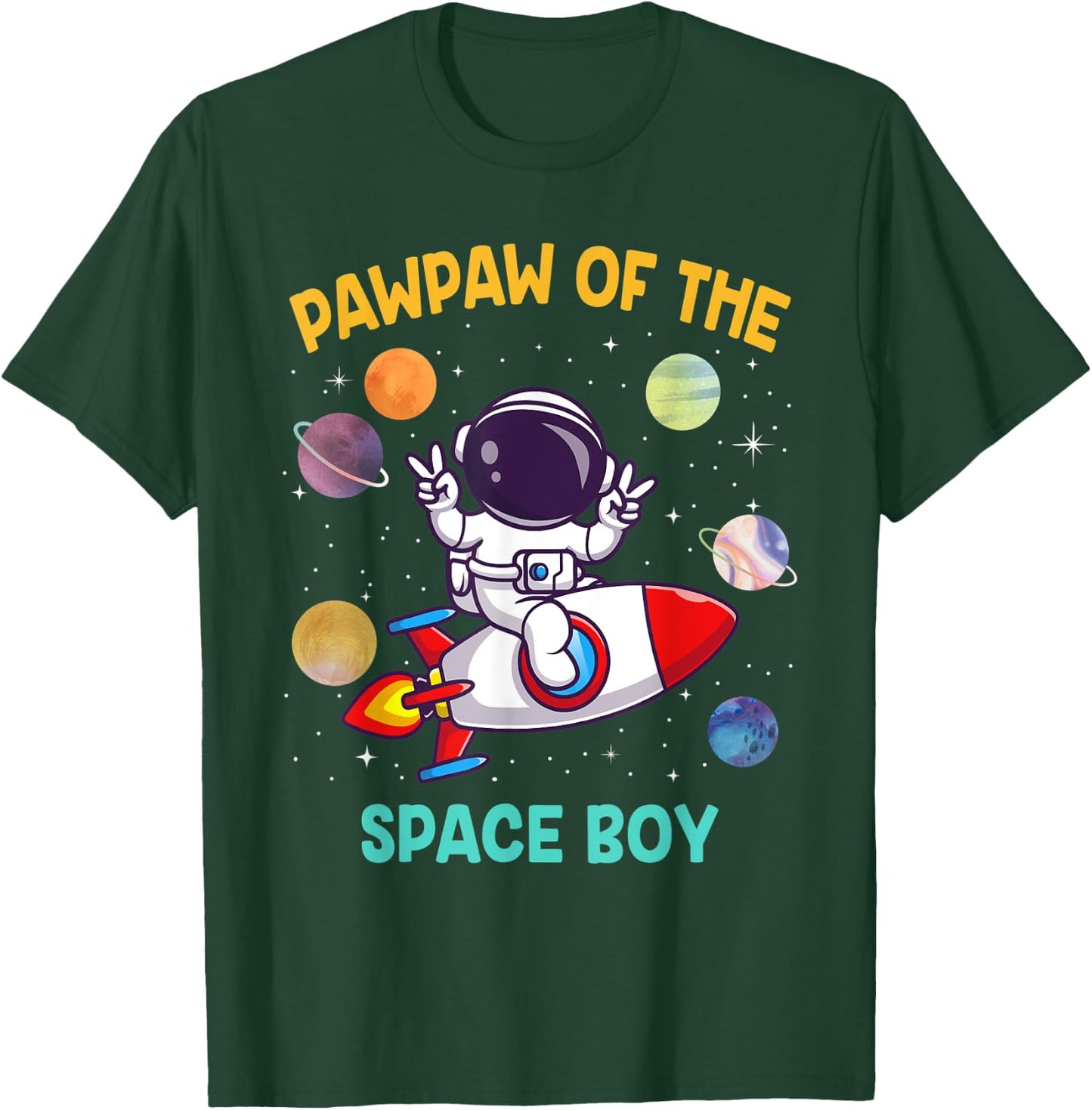 PawPaw Of The Birthday Astronaut Space Boy Theme T-Shirt - T-Shirt | Forest