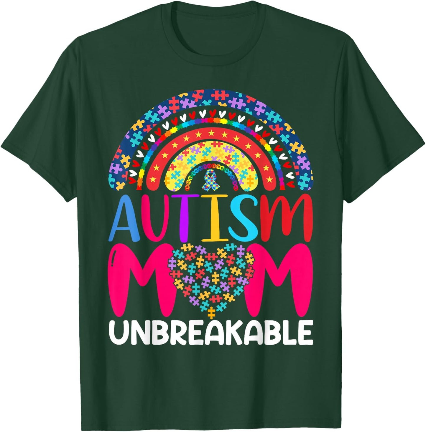 Autism Mom Unbreakable , Black T-Shirt - T-Shirt | Forest