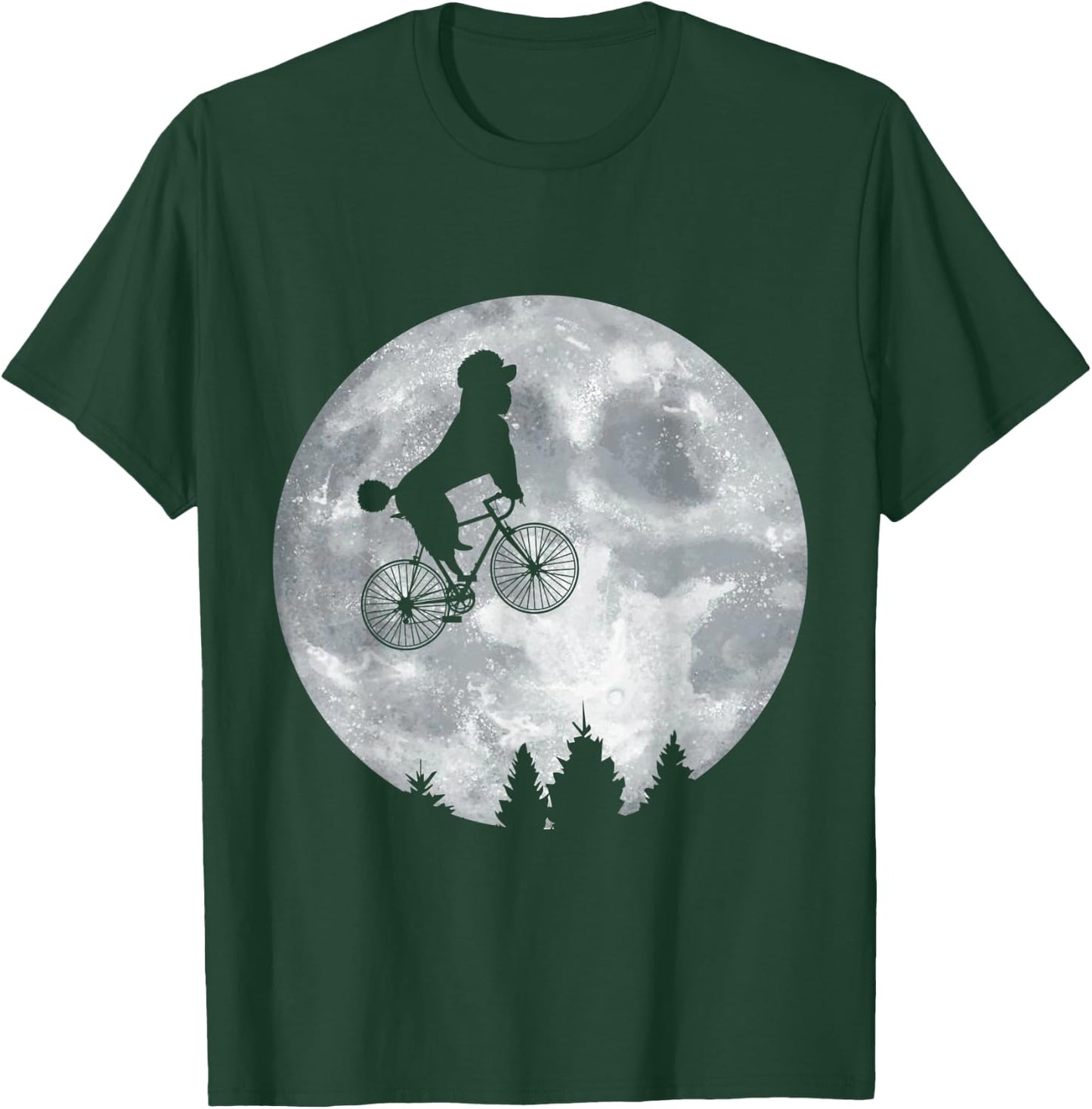 POODLE Riding Moon Bike Halloween Lunar Cycling Cyclist T-Shirt - T-Shirt | Forest