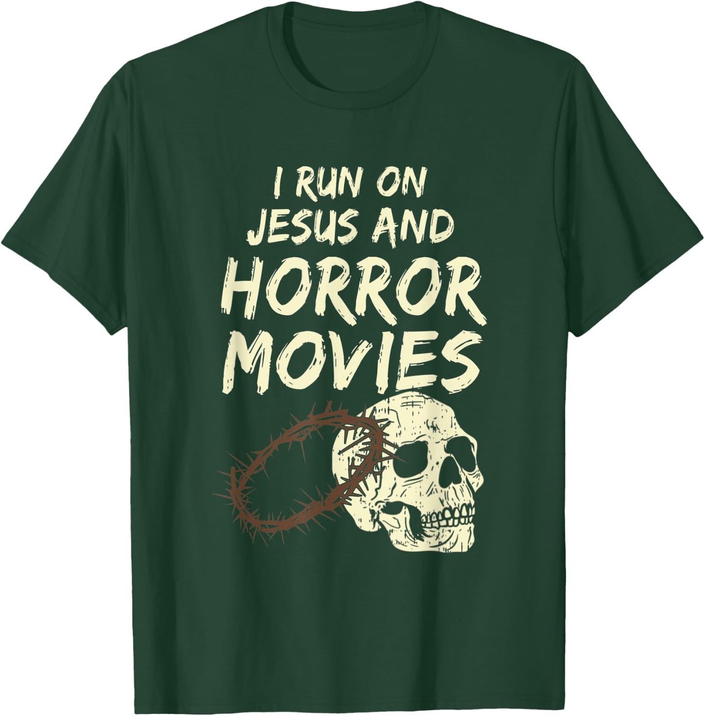 Run On Jesus And Horror Movie Skull Funny Halloween Costume T-Shirt - T-Shirt | Forest