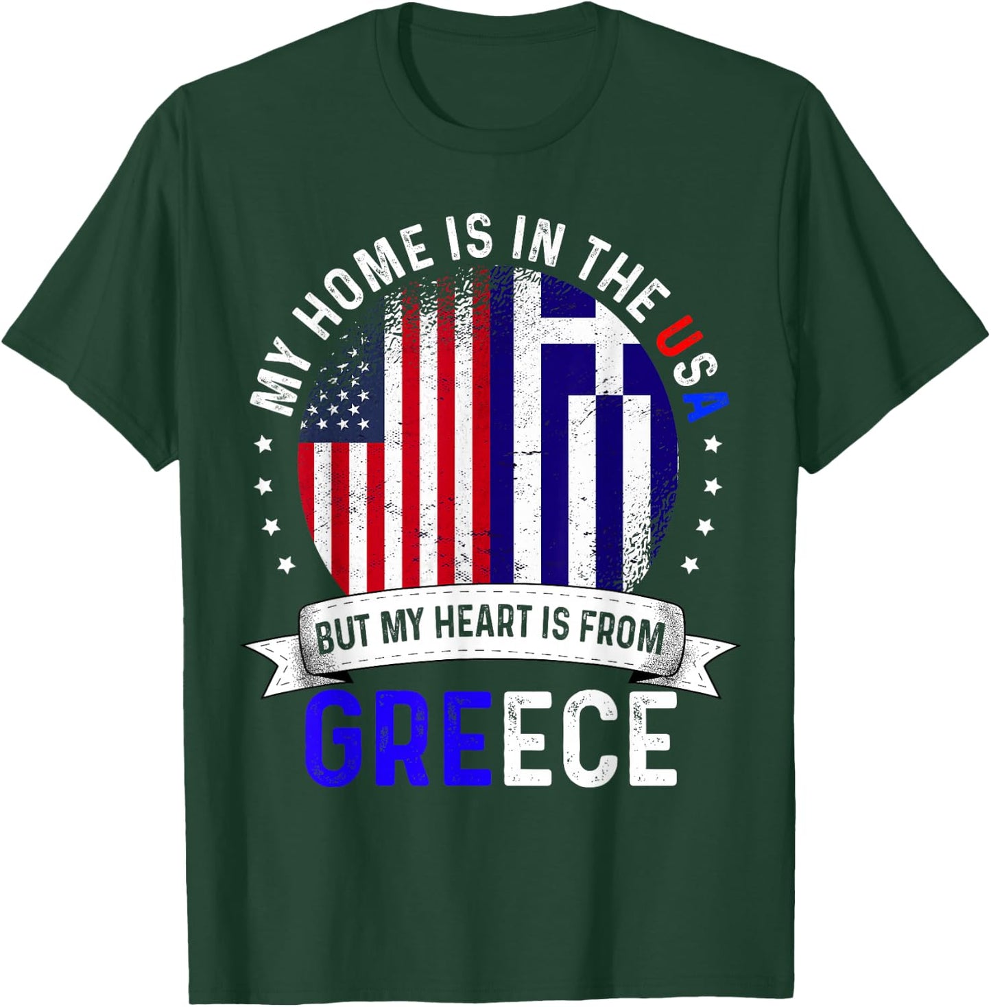 Greek American Patriot Heart is from Greece Flag T-Shirt - T-Shirt | Forest