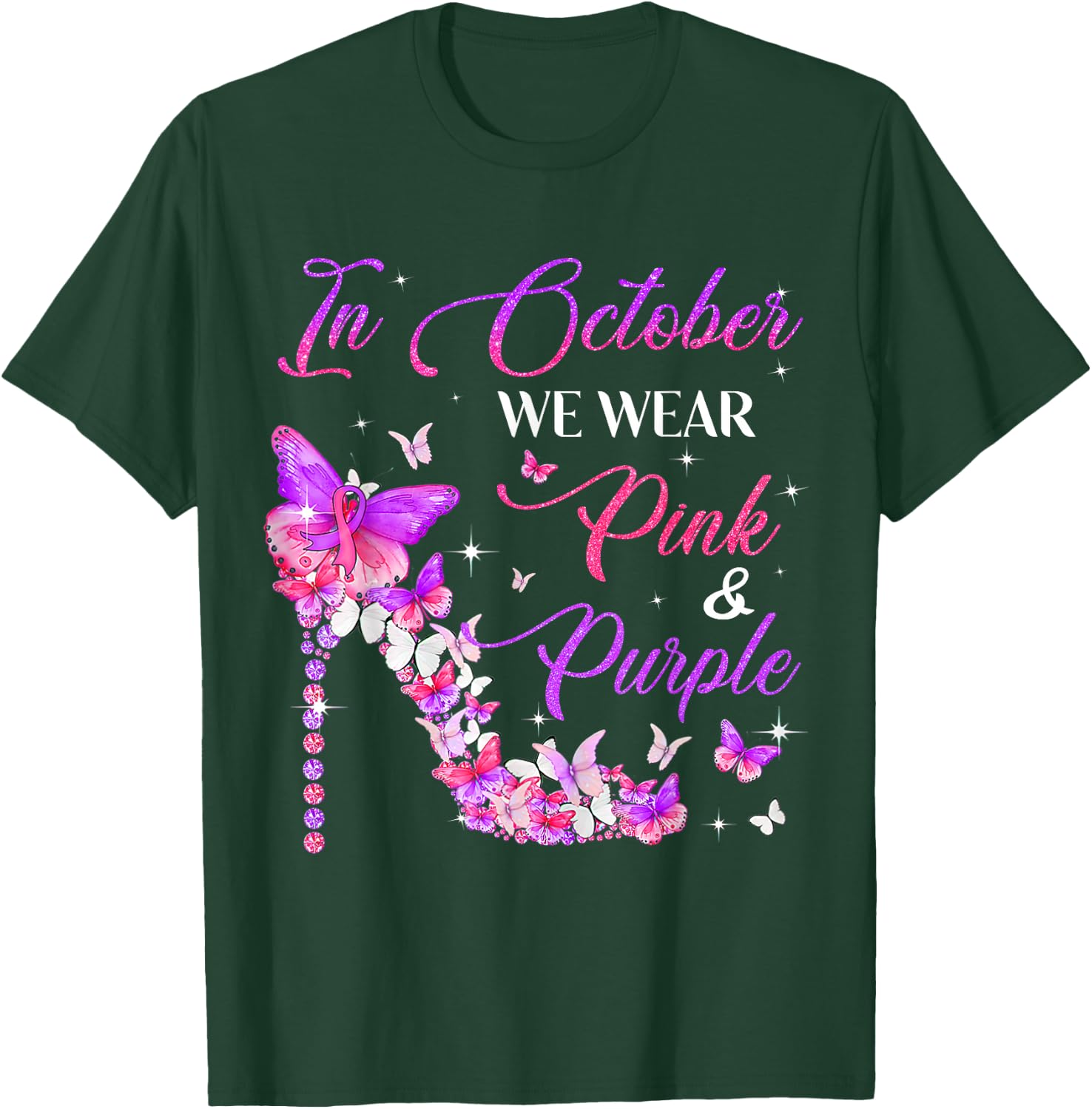 Butterfly Domestic Violence & Breast Cancer Awareness T-Shirt - T-Shirt | Forest
