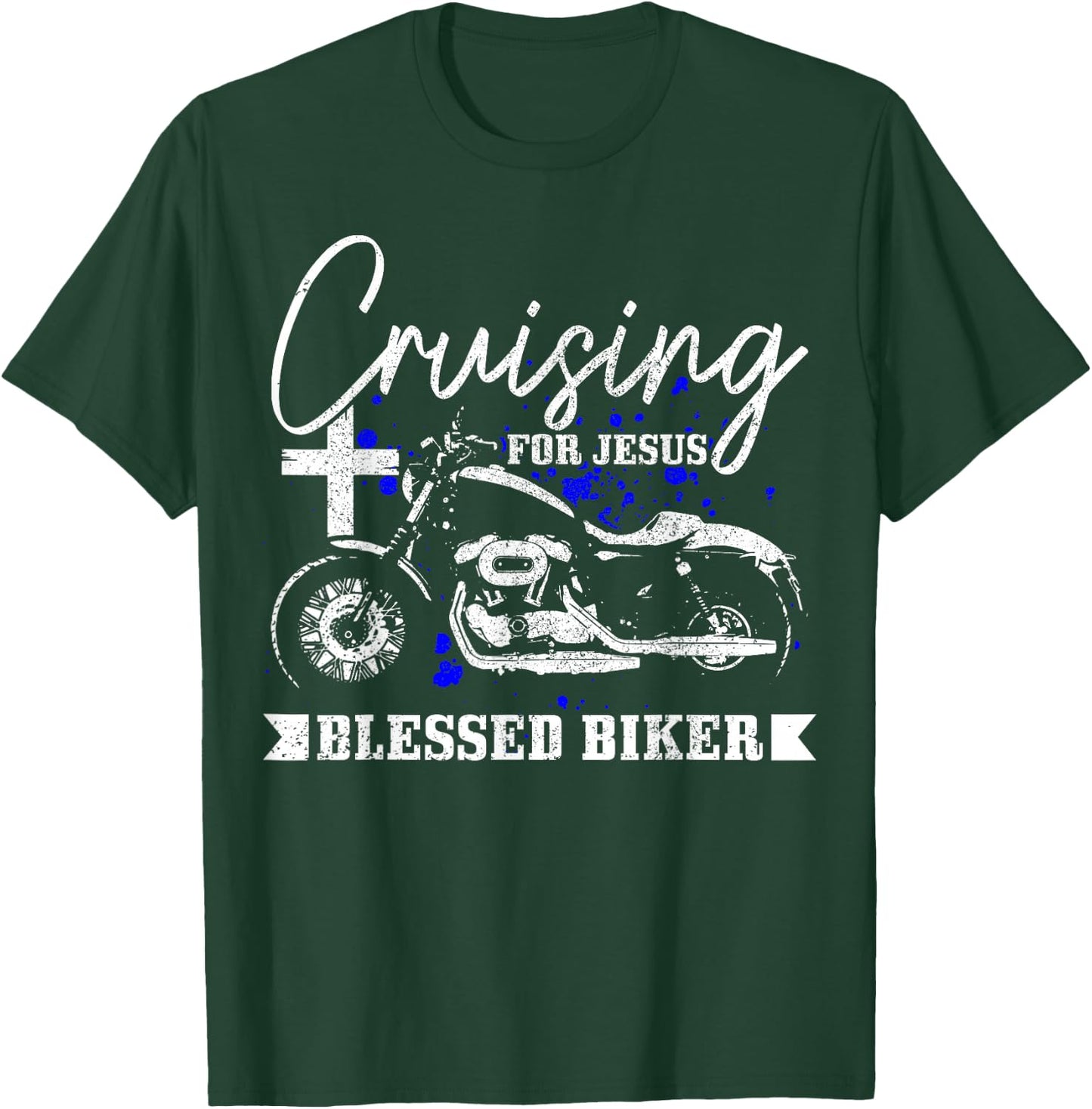 Christian Biker Cruising For Jesus Vintage Motorcycle T-Shirt - T-Shirt | Forest