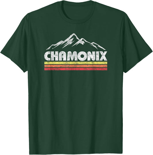 Vintage Chamonix Retro Mountain Souvenir T-Shirt - T-Shirt | Forest