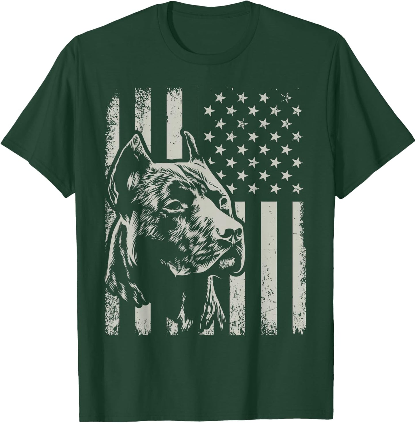 Proud Patriotic Pit Bull Owner Lover American Flag T-Shirt - T-Shirt | Forest