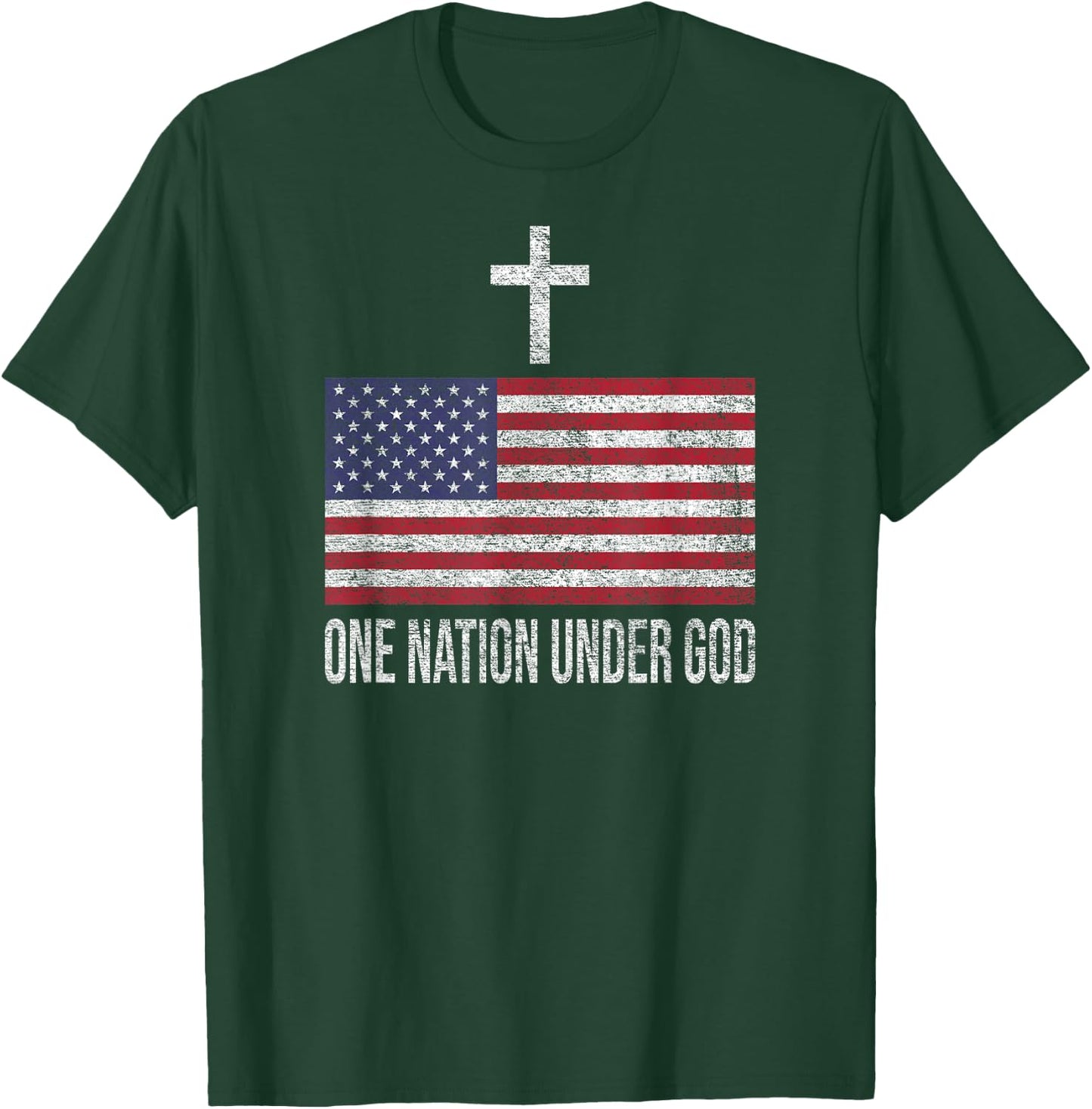 One Nation Under God Usa Flag United States Banner T-Shirt - T-Shirt | Forest