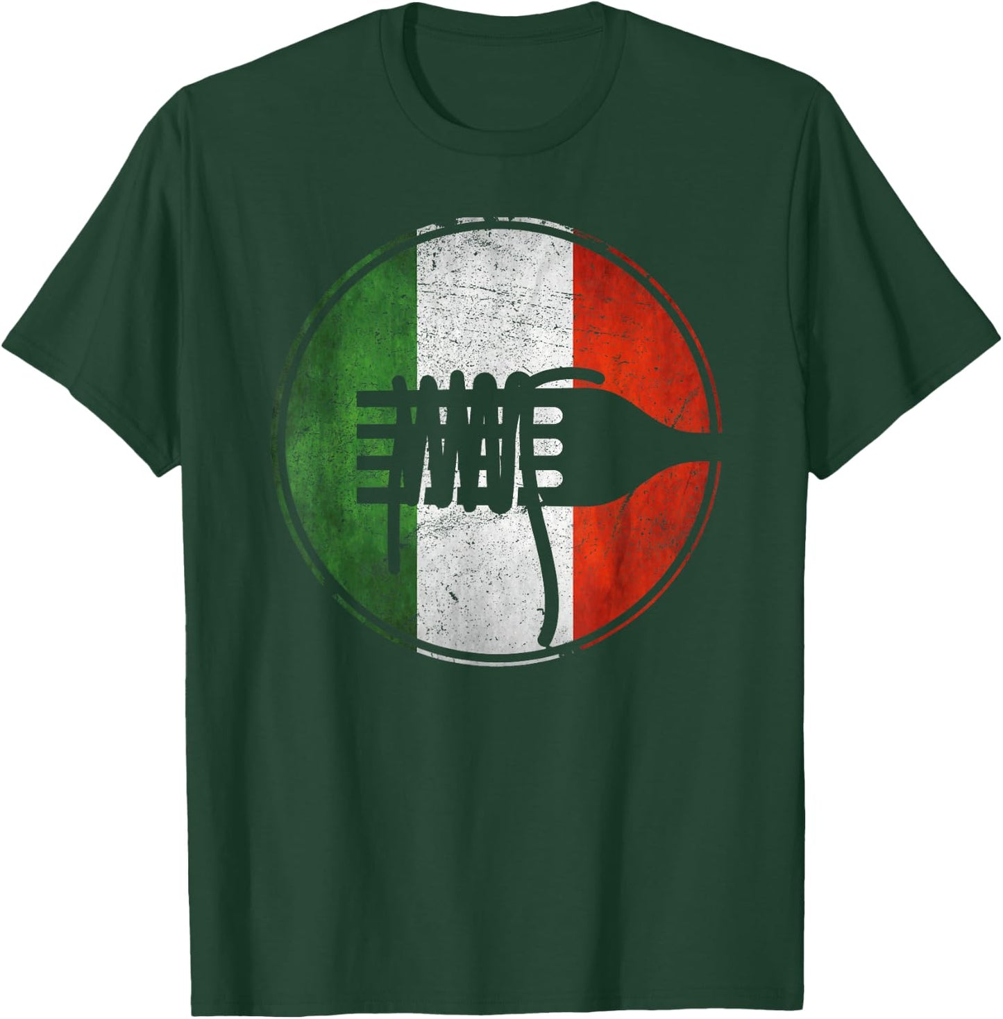 Italian Fun Flag Italy Spaghetti Fork Italia Pasta Men Women T-Shirt - T-Shirt | Forest