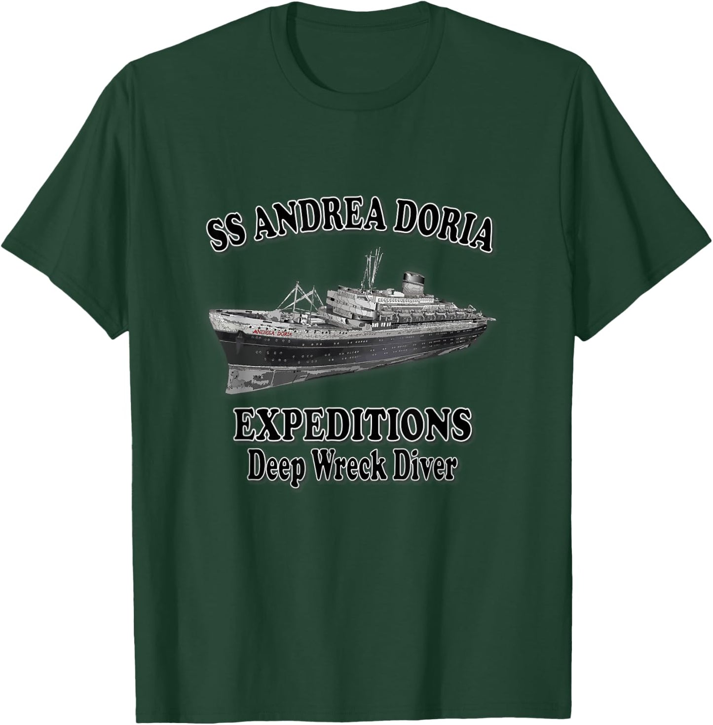 Andrea Doria- Deep Wreck Diver (Front Design) T-Shirt - T-Shirt | Forest