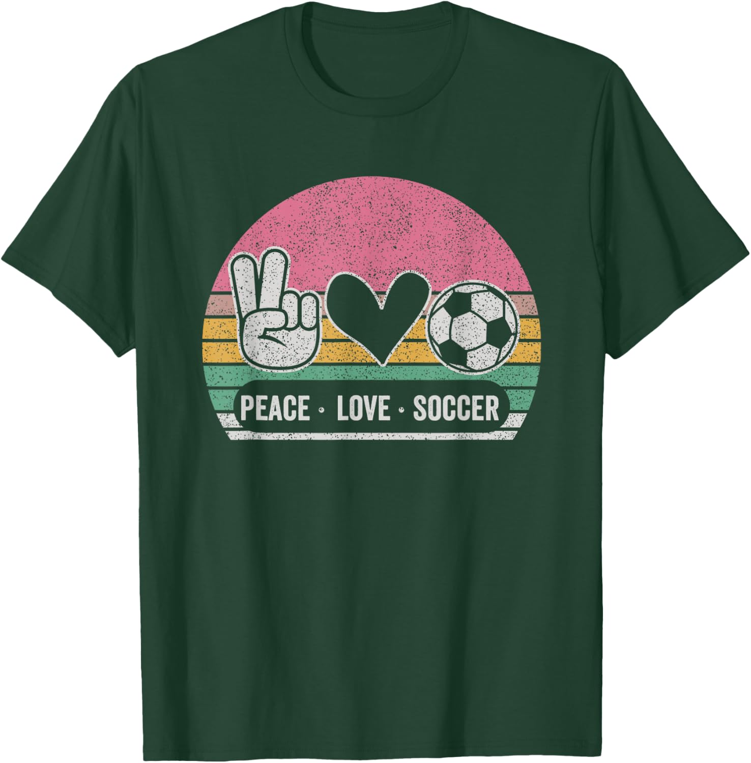Retro Peace Love Soccer Cute Print Women Teen Girls T-Shirt - T-Shirt | Forest