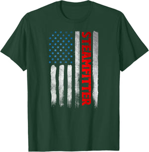 Steamfitter Gifts Patriotic Design On Back Of Clothing Women Men T-Shirt - T-Shirt | Forest