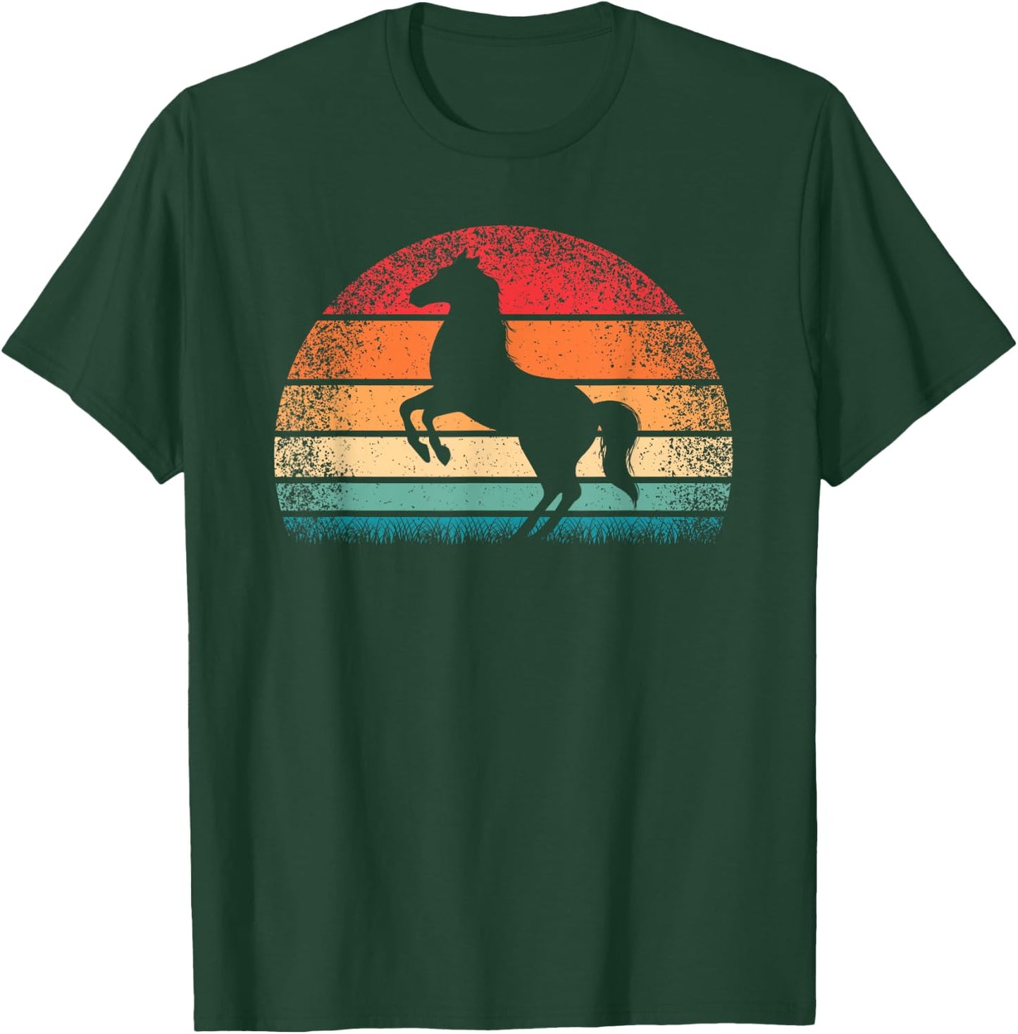Retro Horse Vintage Horseback Riding Western Men Women Kids T-Shirt - T-Shirt | Forest