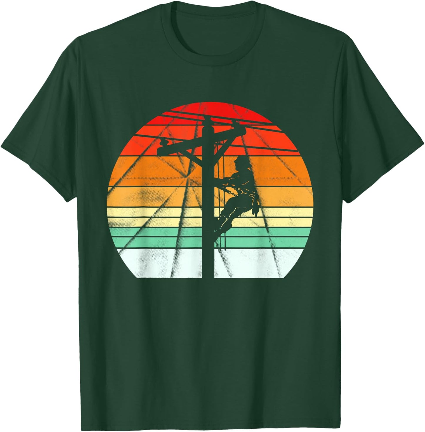 Lineman Retro Style Electrician Support Your Local Pole T-Shirt - T-Shirt | Forest