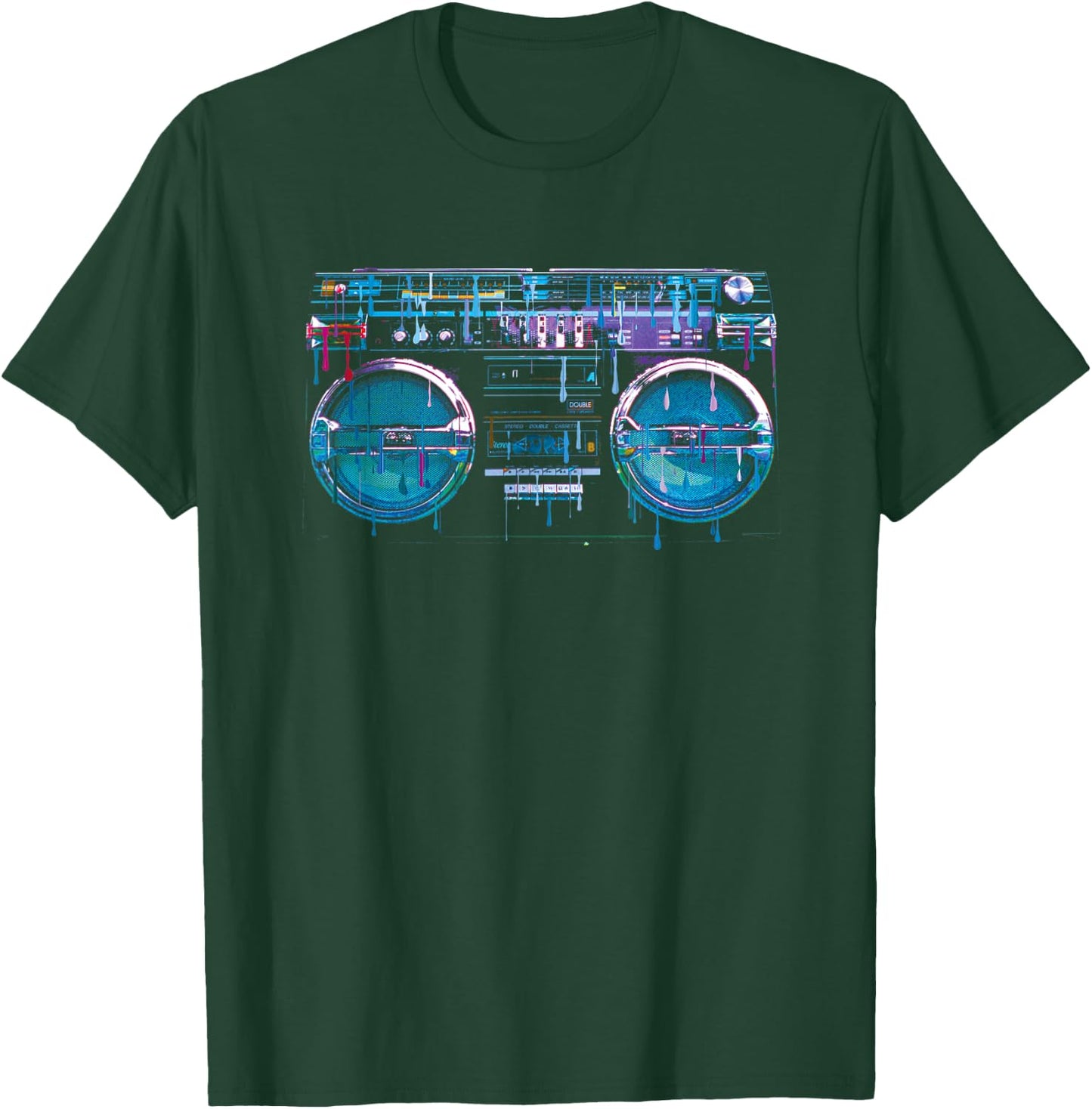 Retro Ghetto Blaster - Boom Box 80's 90's Hip Hip Rap T-Shirt - T-Shirt | Forest