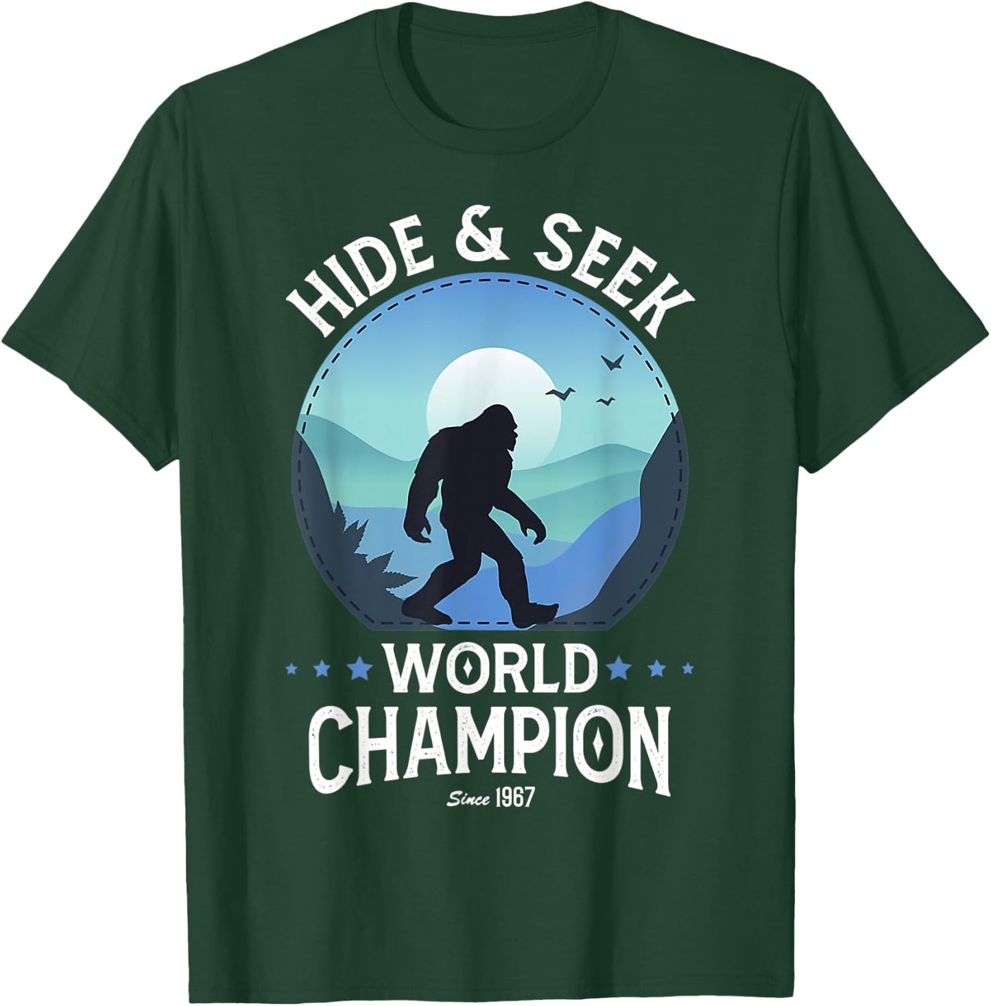 Bigfoot Hide And Seek World Champion Sasquatch Retro Vintage T-Shirt - T-Shirt | Forest